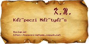 Köpeczi Mátyás névjegykártya