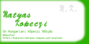 matyas kopeczi business card
